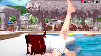 Anzu Mazaki Digoyang Hingga Tumpah Di Kolam Renang | Adegan Panas Yu-gi-oh Dengan Bikini Dan Step Fantasy